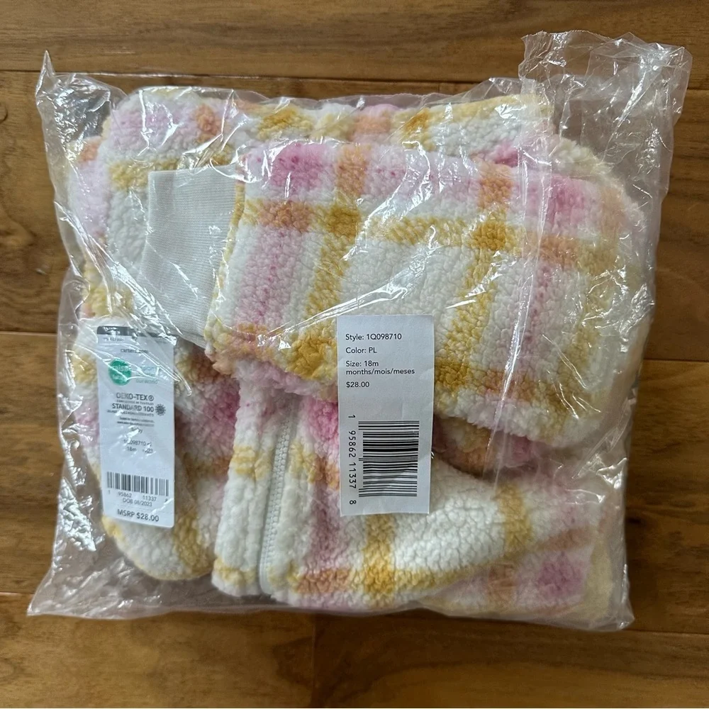 Brand New Baby/Toddler Plaid Sherpa Jumpsuit, Size 18 Months, NWT
